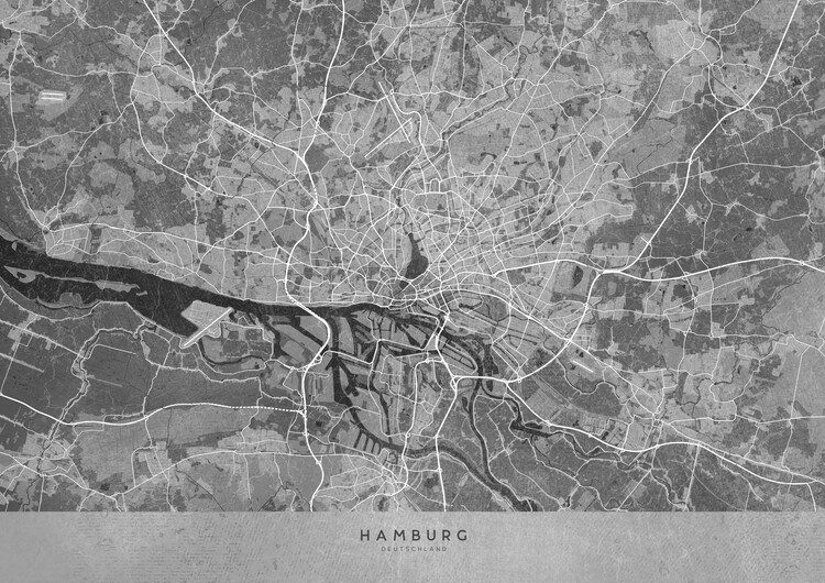 Poster Gray vintage map of Hamburg Germany