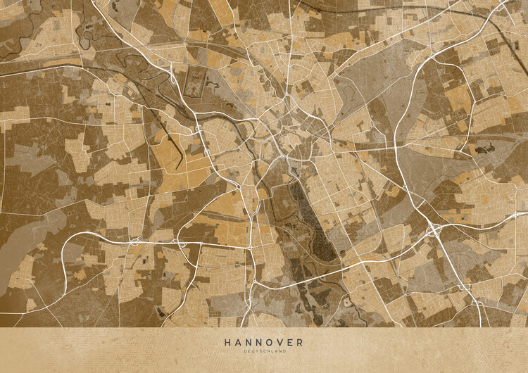 Poster Sepia vintage map of Hannover Germany