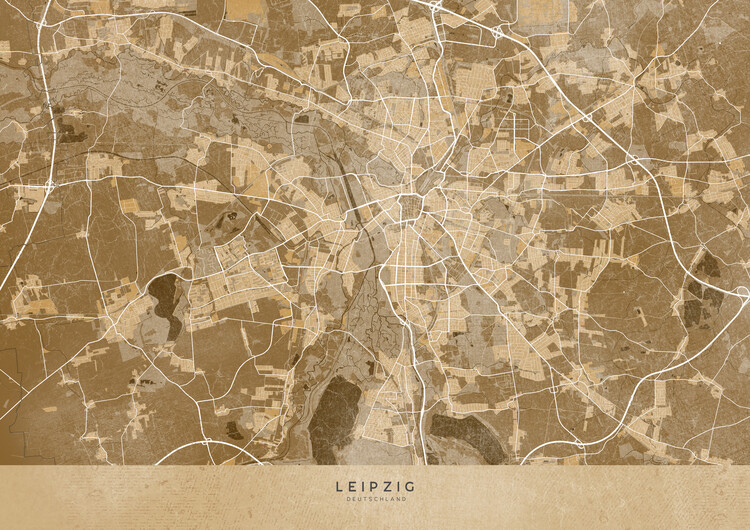 Картината върху платно Sepia vintage map of Leipzig Germany