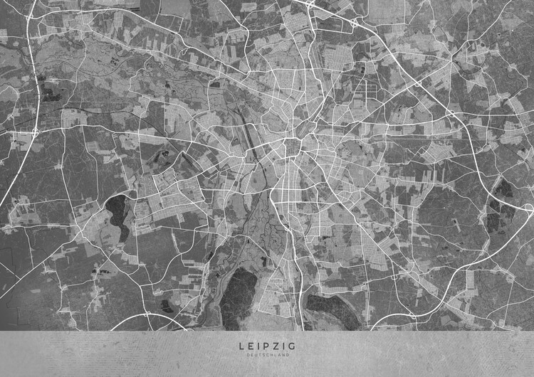 Poster Gray vintage map of Leipzig Germany