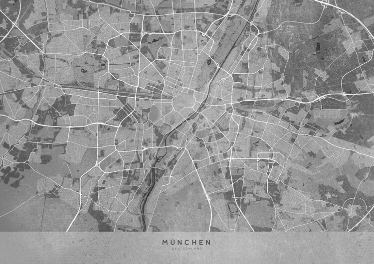 Poster Gray vintage map of Munich München Germany