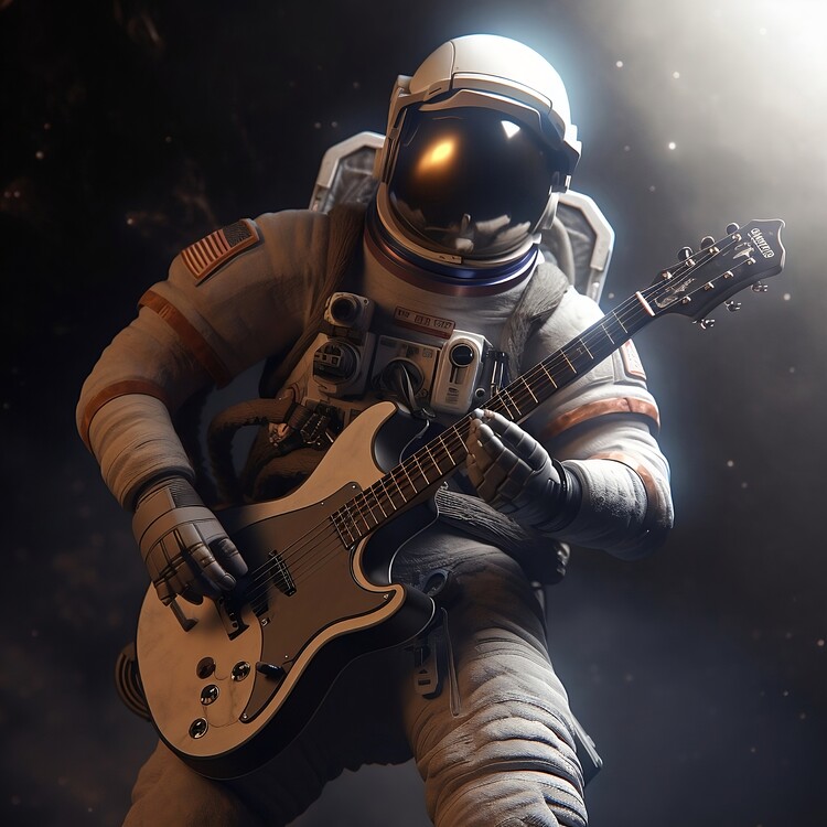 Poster Astronaut in space, playing gitar