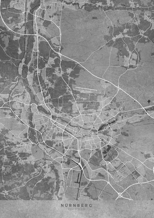 Poster Sepia vintage map of Nürnberg Nuremberg Germany