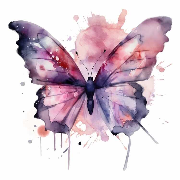 Poster Butterfly, watercolor