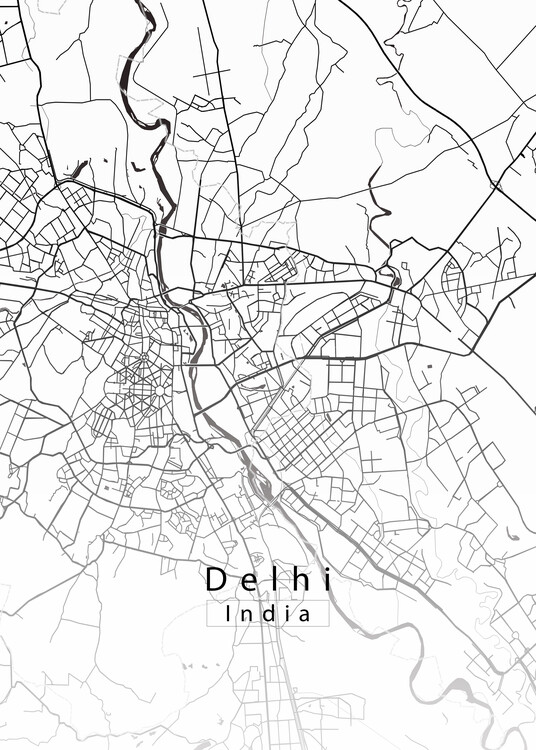 Plakat Delhi India City Map white
