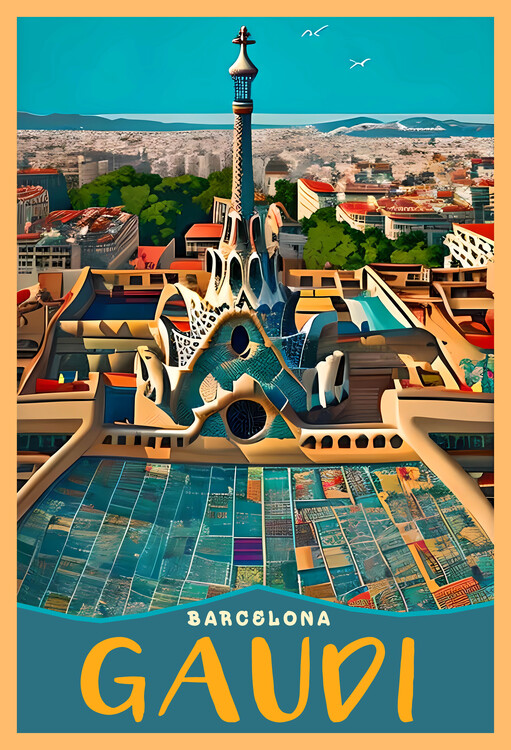 Poster BARCELONA and Antoni Gaudí: An artistic vision of beauty