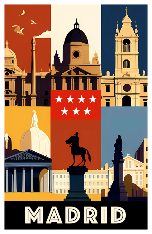 Plakat MADRID- Spain : Historical Collage of Monumental Wealth