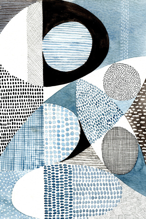 Poster Susan Black - Mid Century Modern Blue