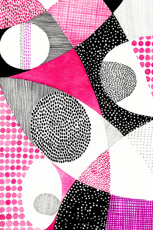 Poster Susan Black - Botanical Collage Magenta