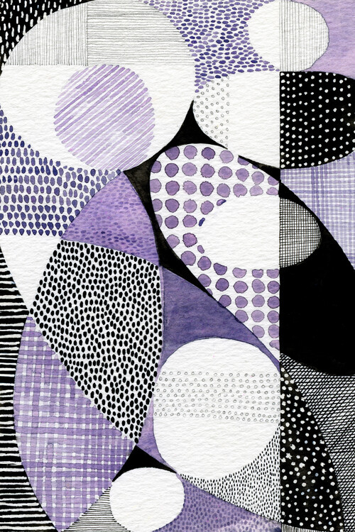 Poster Susan Black - Botanical Collage Purple