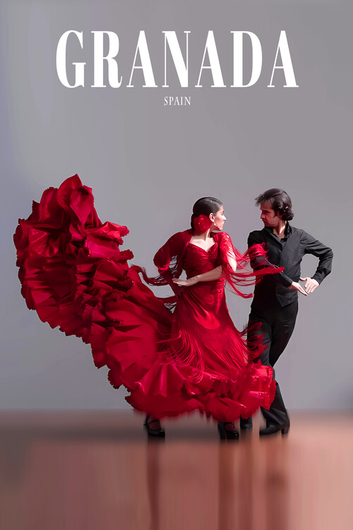 Poster GRANADA - Spain : Flamenco dance lesson, Dresses & Show