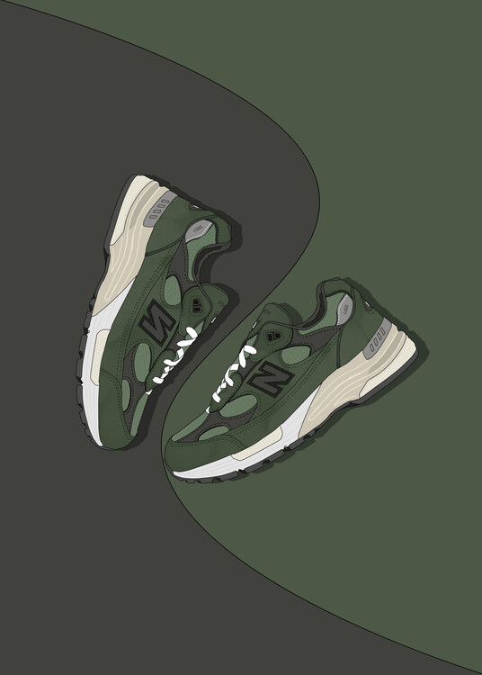 Poster sneaker nb jjjound 992 green mirror green