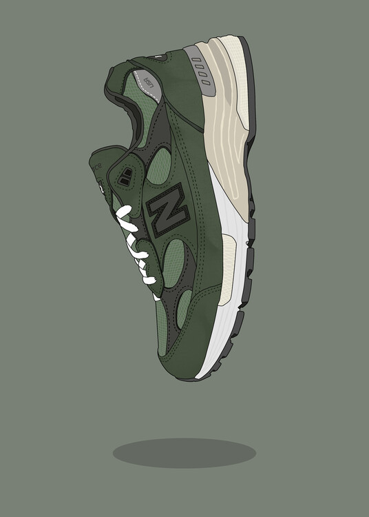 Poster fly sneaker NB jjjound 992 green