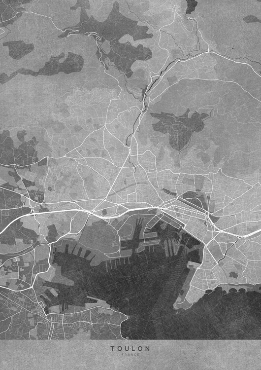 Poster Gray vintage map of Toulon (France)