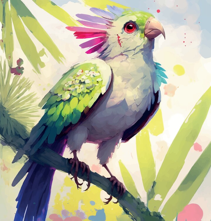 Poster A Digital Art Print Featuring Acrylic Parrot Painting
