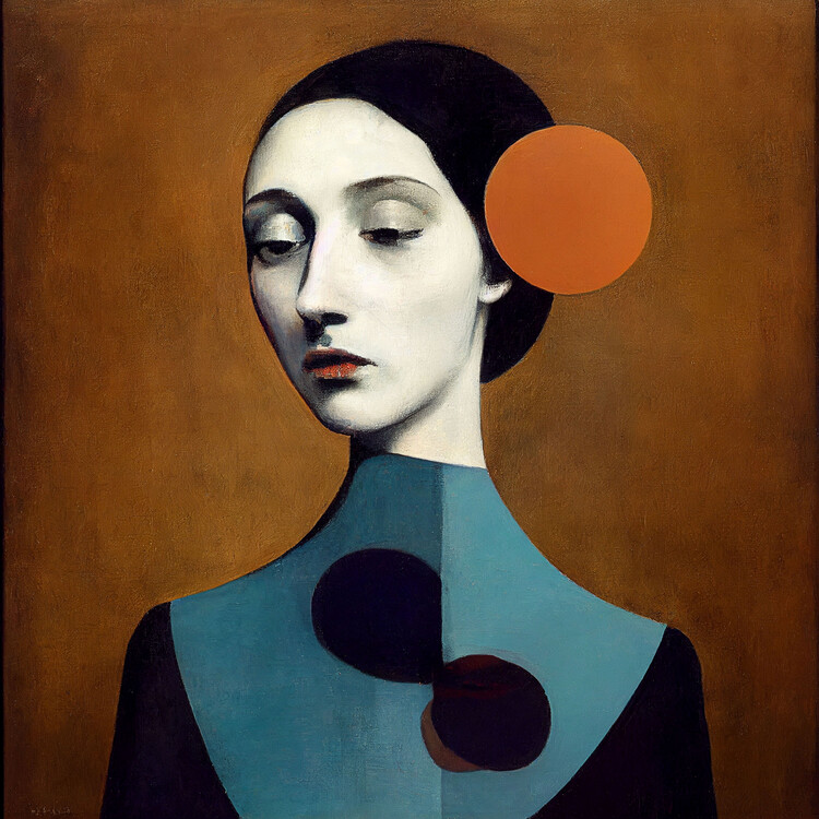 Poster Abstract woman Portrait painting, baroque style inspiration