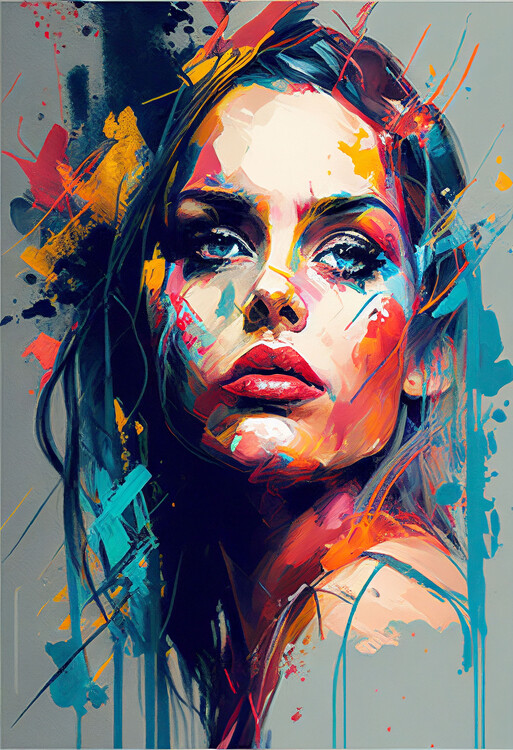 Poster Acrylic Painting of Captivating Beauty in Digital,