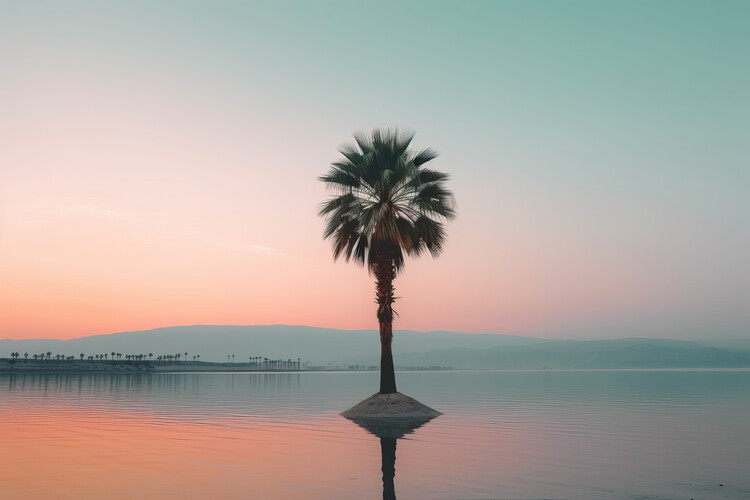 Poster Palm tree in the middle of an oasis