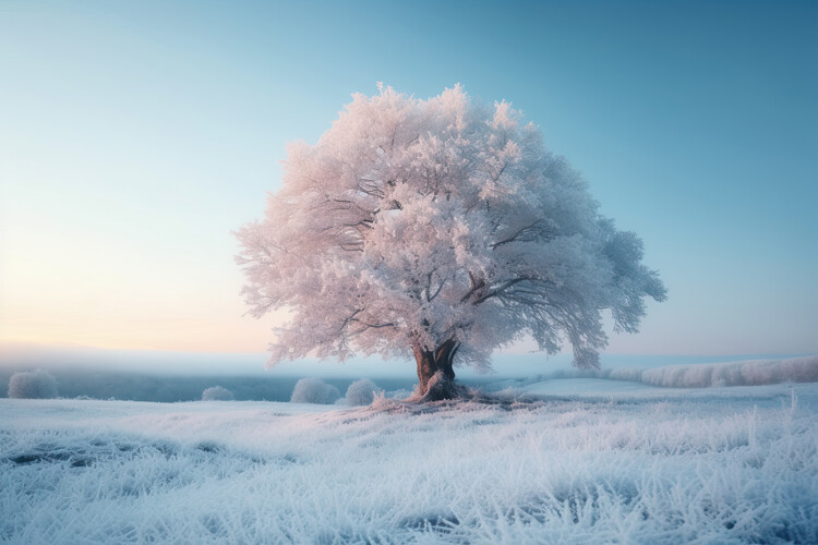 Плакат Tree in a snowy landscape