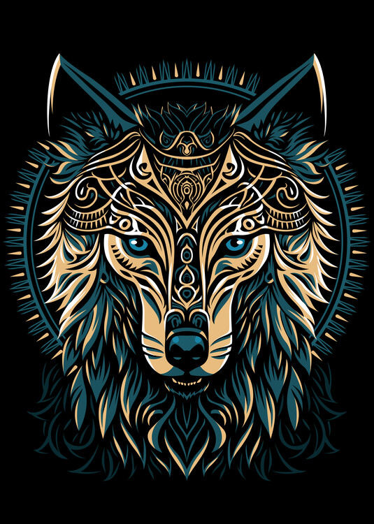 Póster Golden wolf