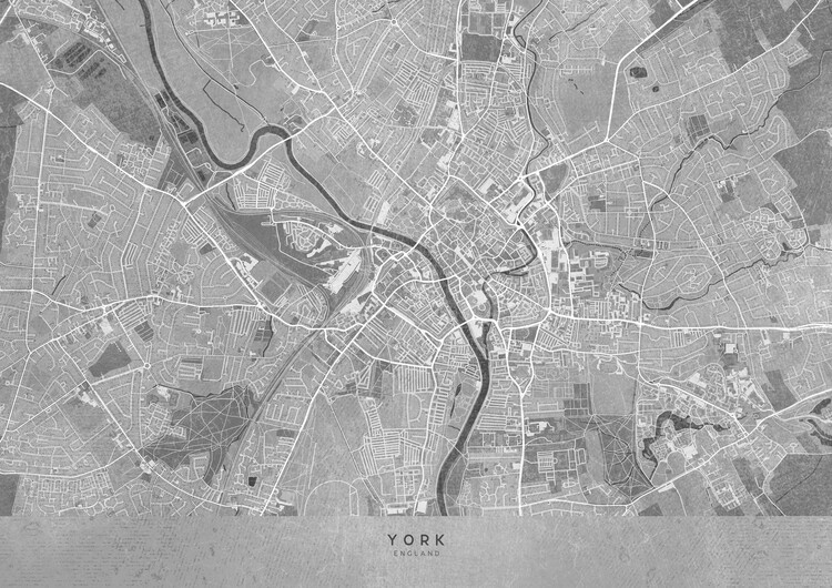 Poster Map of York (England) in sepia vintage style