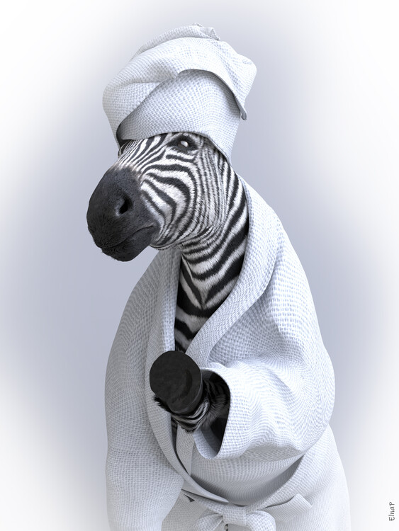 Poster Zebra in Tub Printable Wall Art, zebra Photo, animals Art