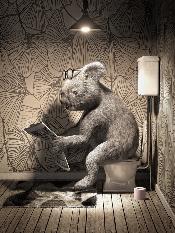 Poster Koala in Tub Printable Wall Art, Koala art,koala in a toilet