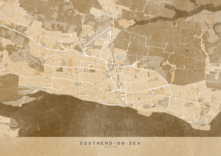 Poster Map of Southend-on-Sea (England) in sepia vintage style