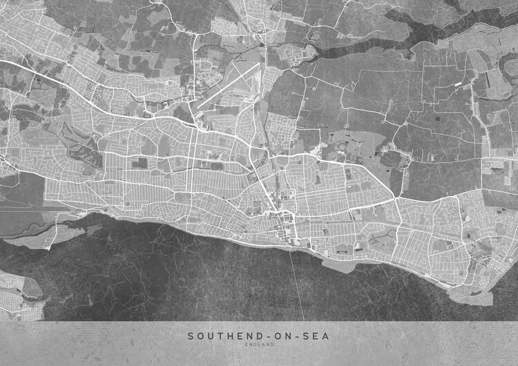 Poster Map of Southend-on-Sea (England) in gray vintage style