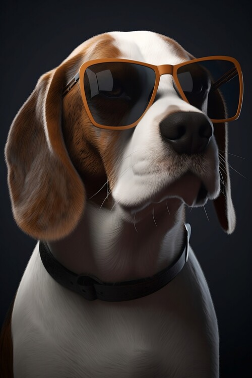 Poster Beagle wearing sunglasses