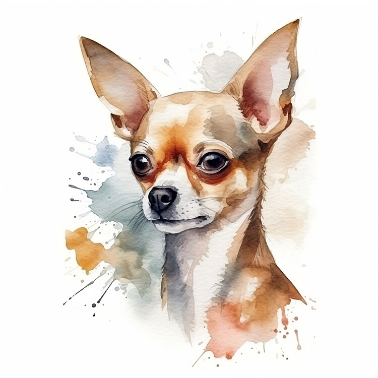 Poster Chihuahua, watercolor portrait