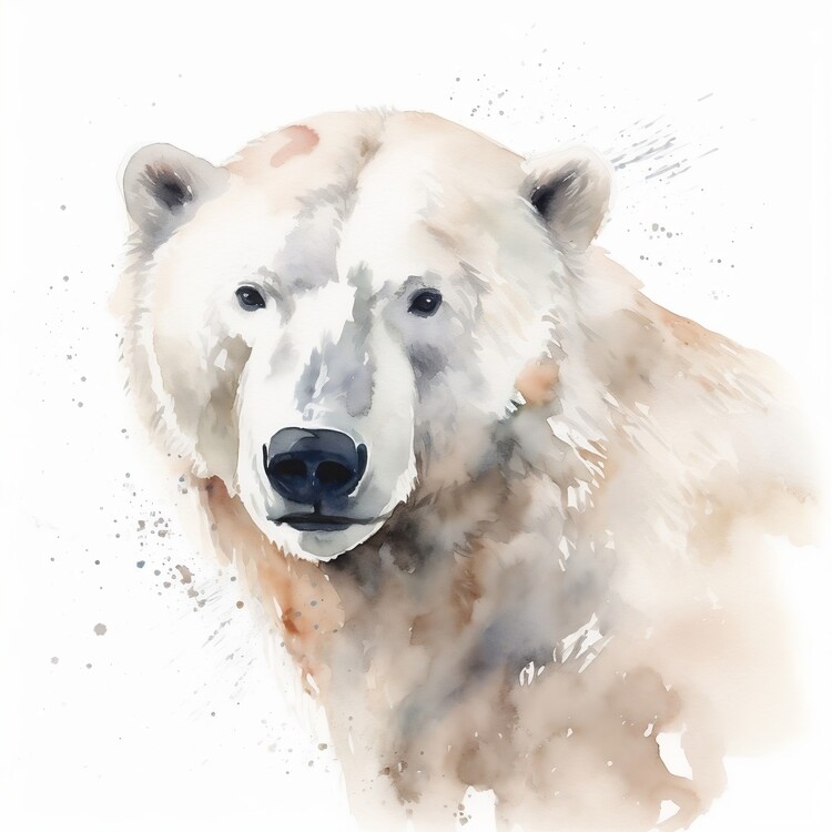 Poster Polar bear, watercolor image