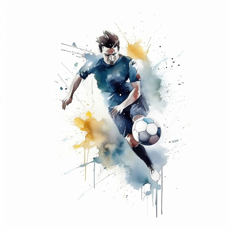 Canvas Print Soccer player, watercolor image