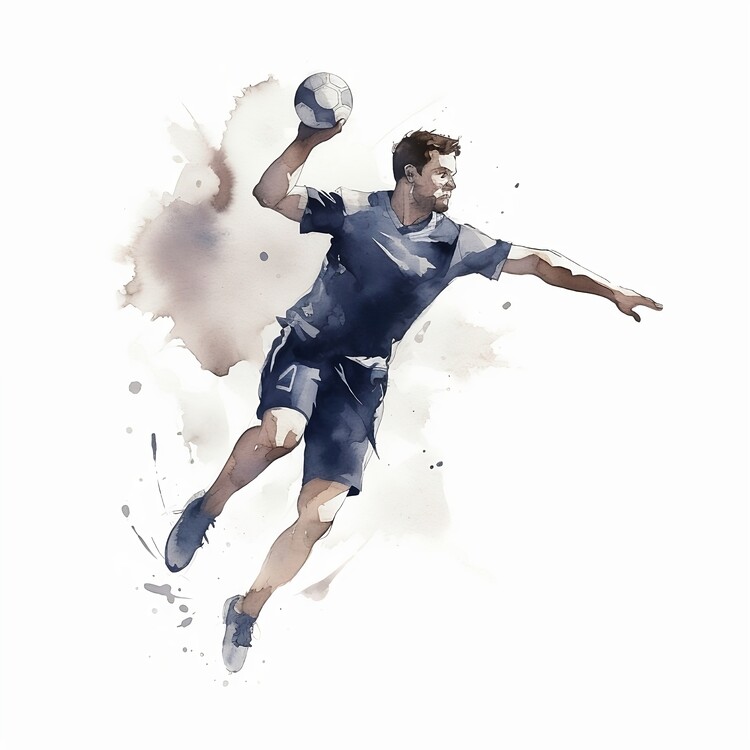 Canvas Print Handball player, watercolor image