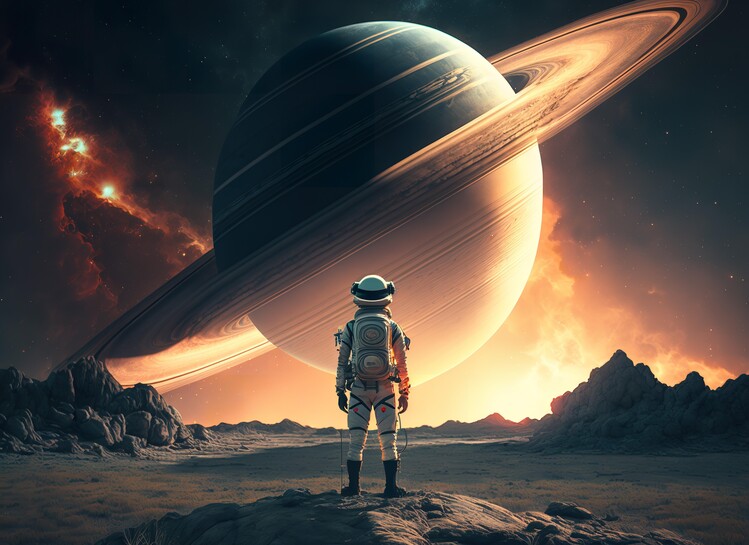 Плакат Astronaut Planet Discovery in Space
