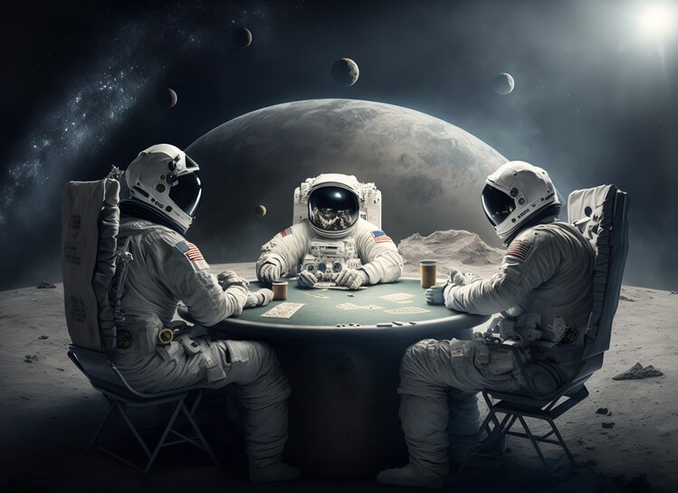 Плакат Astronauts playing Poker in the Space