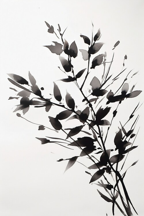 Poster A minimalist print of a branch with leaves