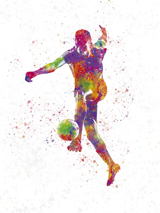 Poster Soccer player in watercolor