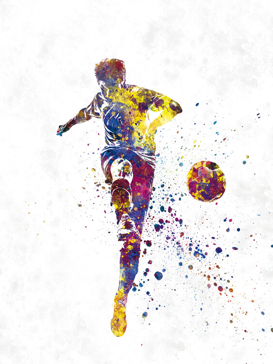 Canvas Print Soccer player in watercolor