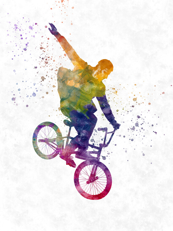 Canvas Print watercolor bmx bike racer