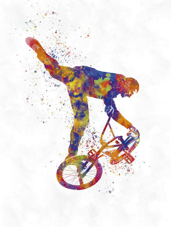 Poster watercolor bmx bike racer