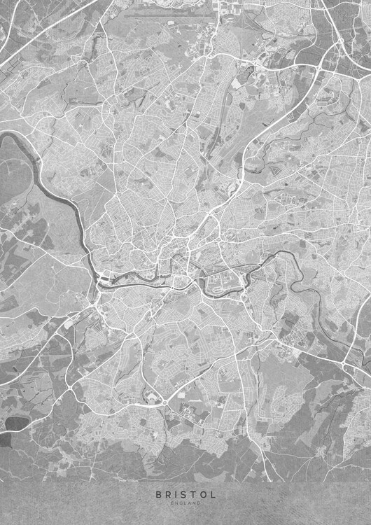 Juliste Map of Bristol (England) in gray vintage style