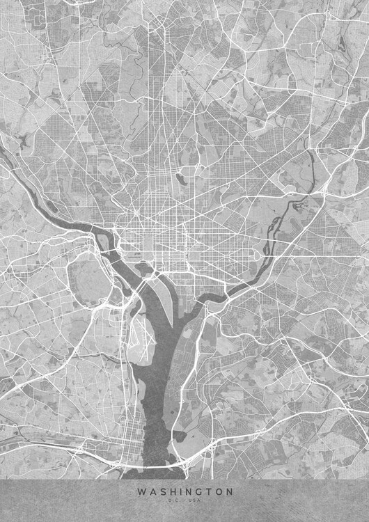 Плакат Map of Washington (DC) in sepia vintage style