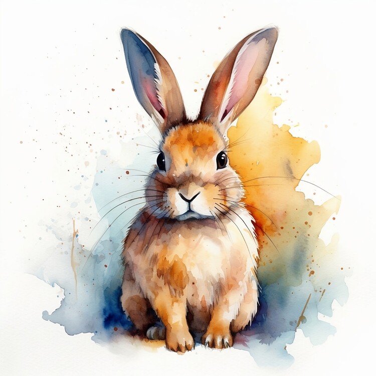 Poster Cute watercolor bunny rabbit | Wall Art | 3+1 FREE