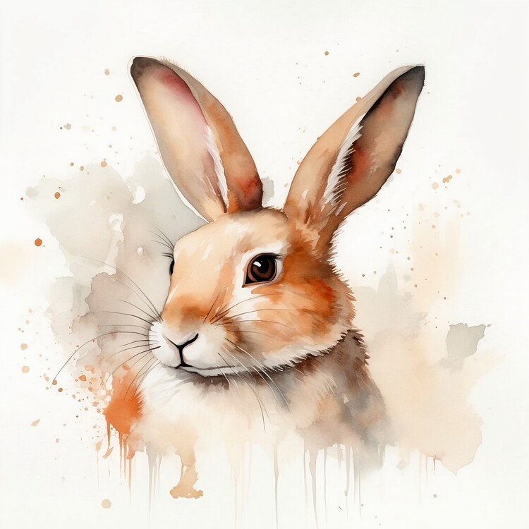 Poster Cute watercolor bunny rabbit