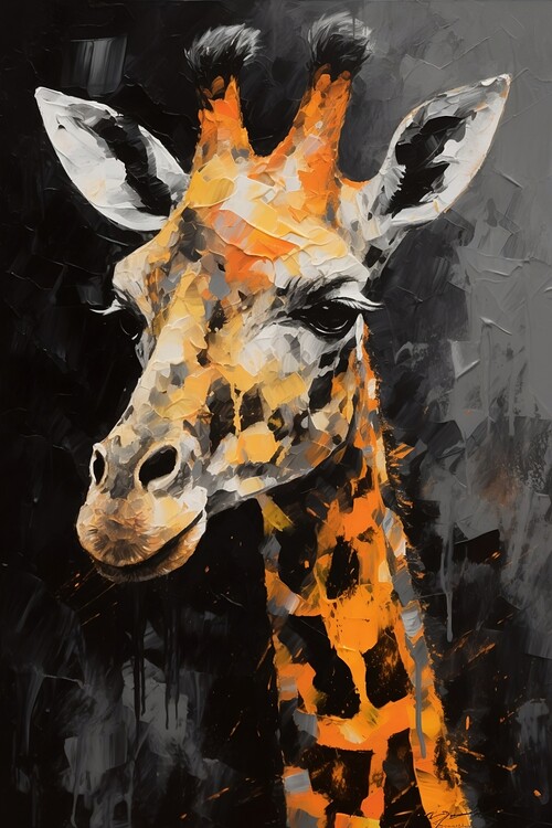 Poster Abstract minimalistic portrait of a giraffe