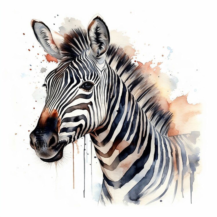 Αφίσα Watercolor image of zebra