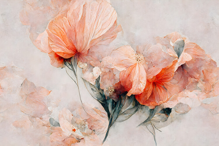 Canvas Print Wild Flowers On Beige Background