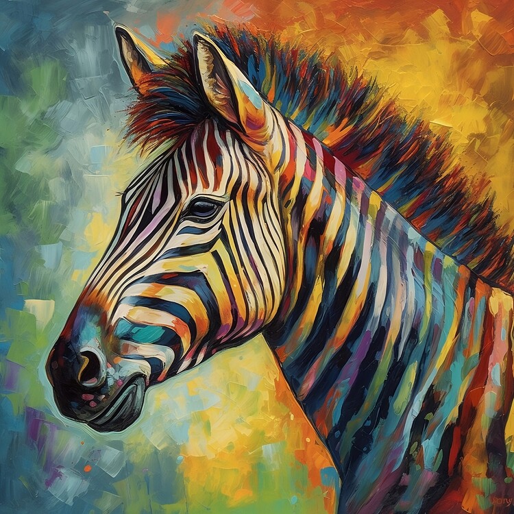 Αφίσα Watercolor illustration of Rainbow Zebra