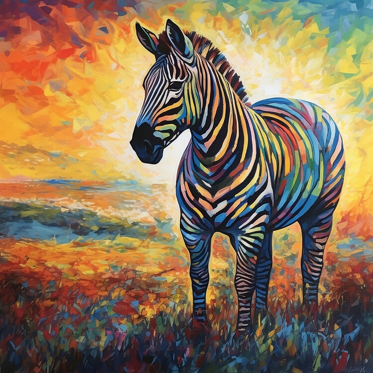 Αφίσα Beautiful rainbow Zebra